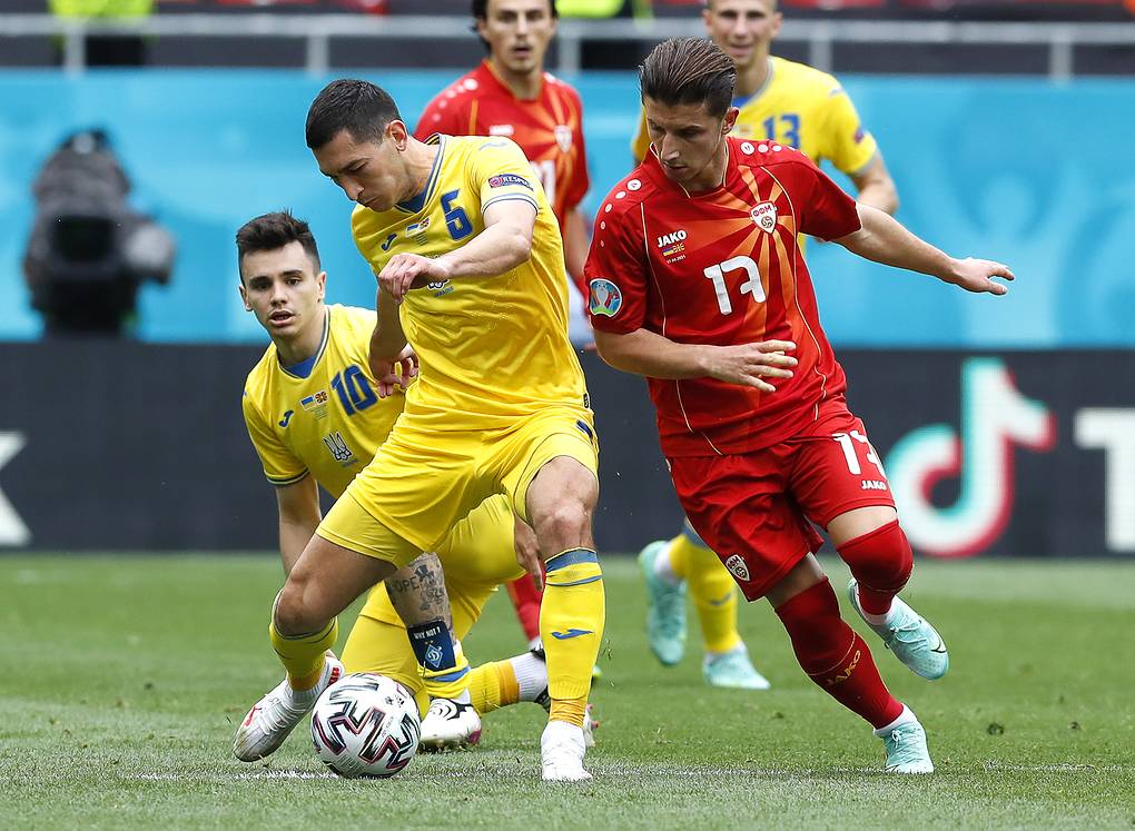 Сборная Украины обыграла команду Северной Македонии в матче чемпионата Европы по футболу