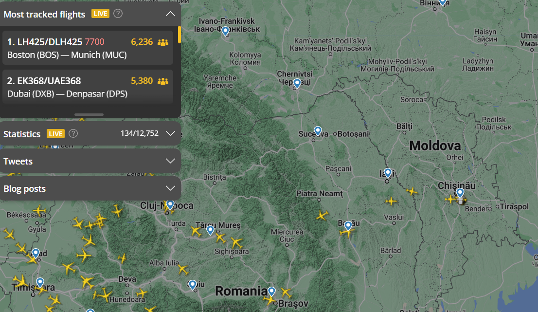 Авиа “пробки” в небе над Республикой Молдова (Фото)